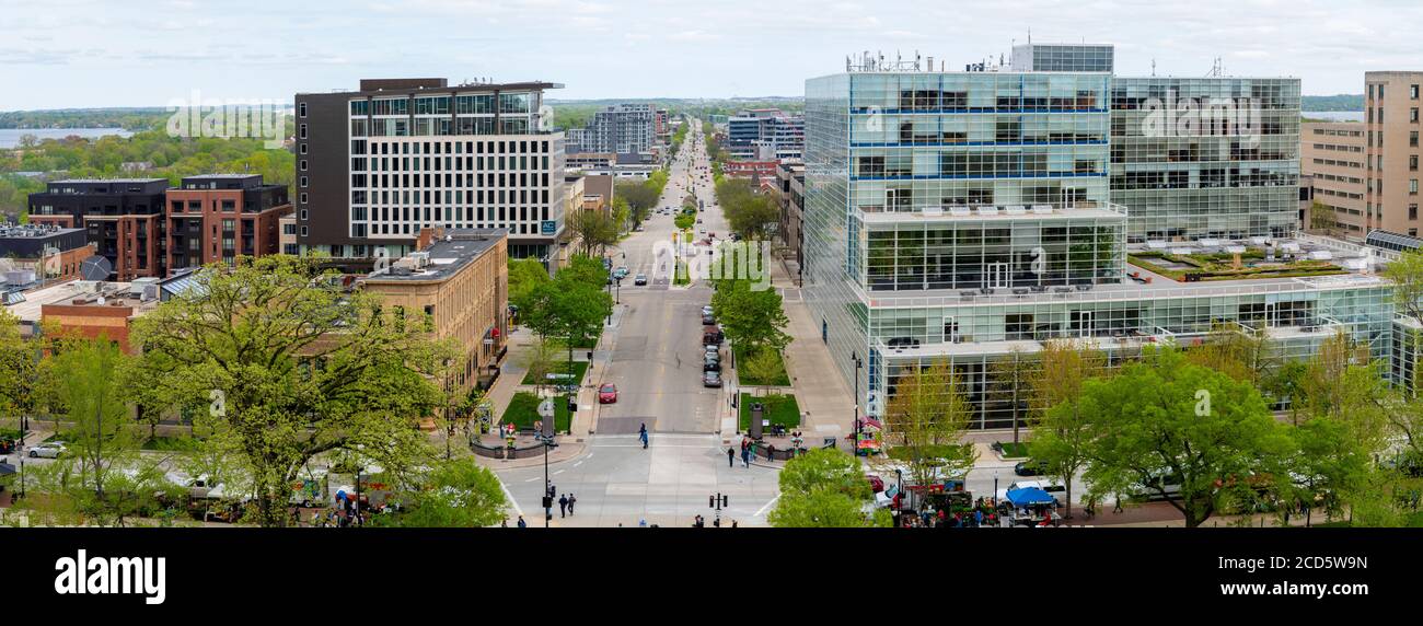 Vue en grand angle de Madison, Wisconsin, États-Unis Banque D'Images