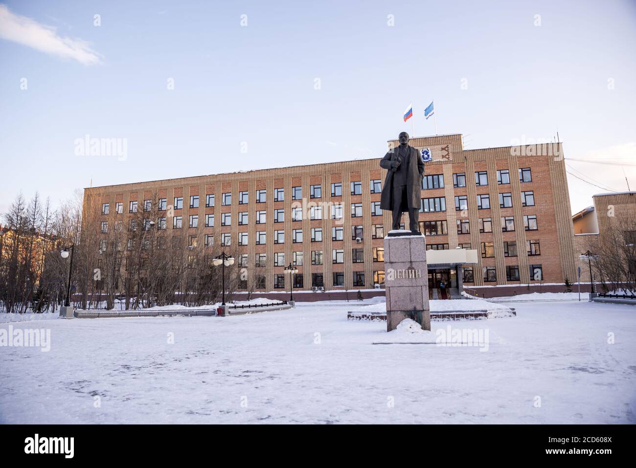 Place Lénine, Salekhard, Okrug autonome Yamalo-Nenets, Russie Banque D'Images