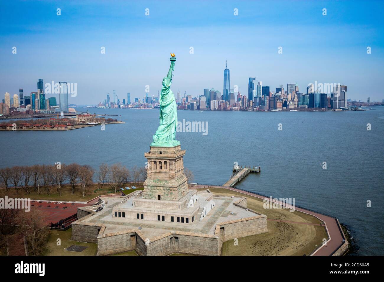 Vue aérienne de la Statue de la liberté, Liberty Island, New York City, New York State, USA Banque D'Images