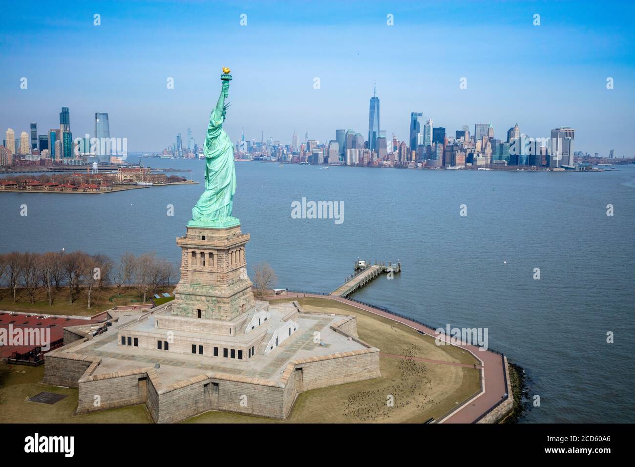 Vue aérienne de la Statue de la liberté, Liberty Island, New York City, New York State, USA Banque D'Images