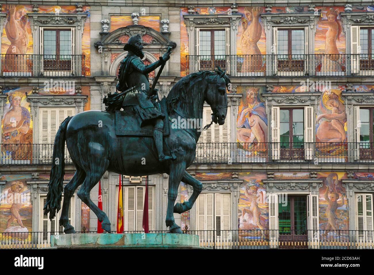 Statue de Philip III sur la Plaza Mayor, Madrid, Espagne Banque D'Images