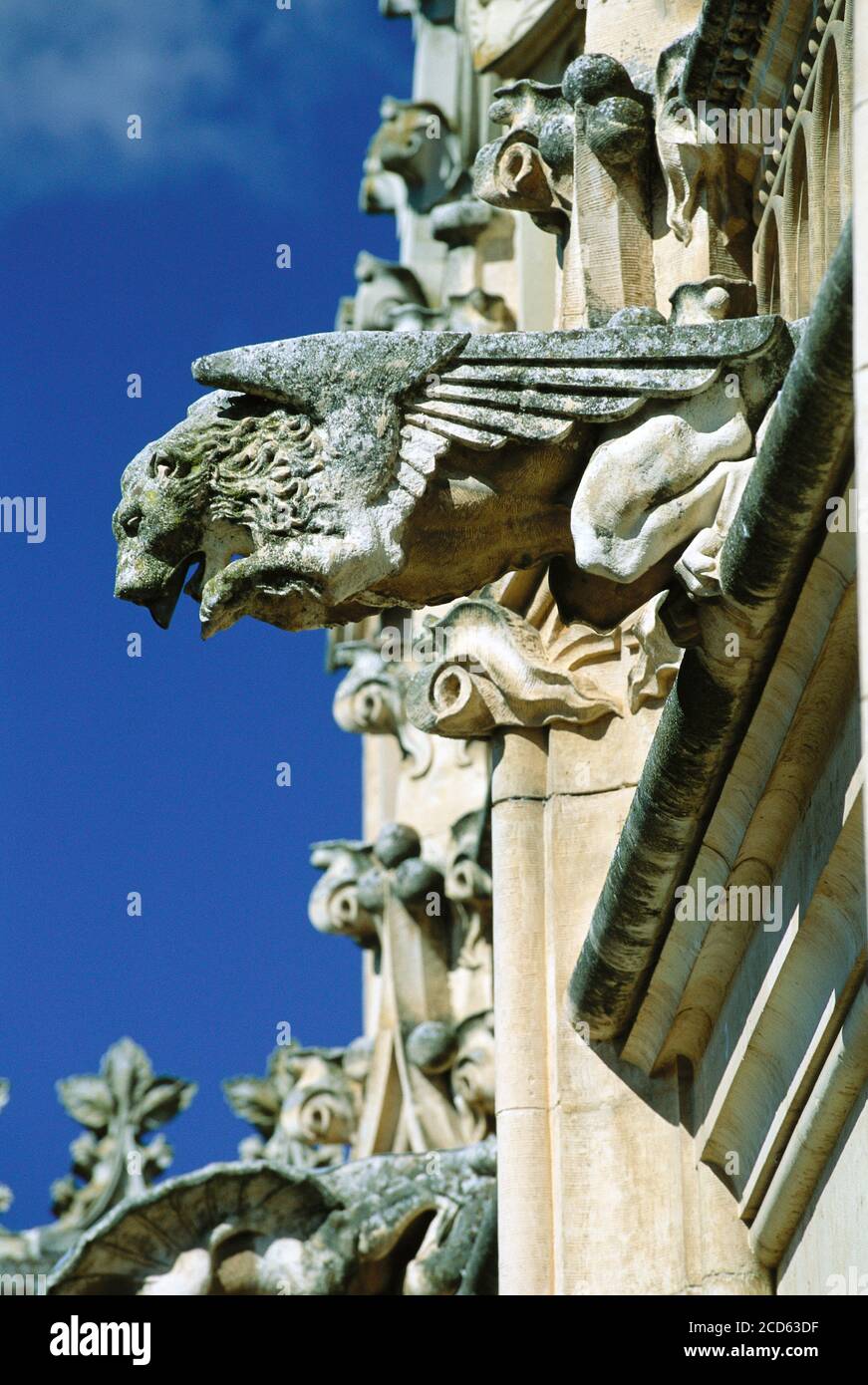 Gargoyle au Monastère Saint Jean des Rois, Tolède, Castilla la Mancha, Espagne Banque D'Images