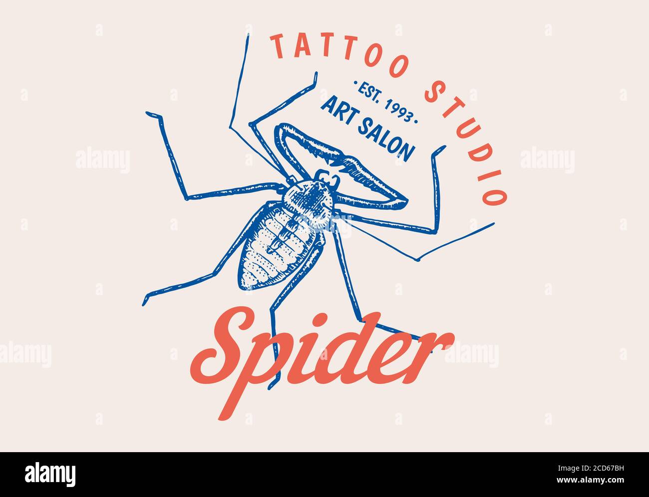 Logo insecte. Étiquette vintage pour bar ou studio de tatouage. Emblèmes, typographie des t-shirts. Illustration vectorielle gravée. Illustration de Vecteur