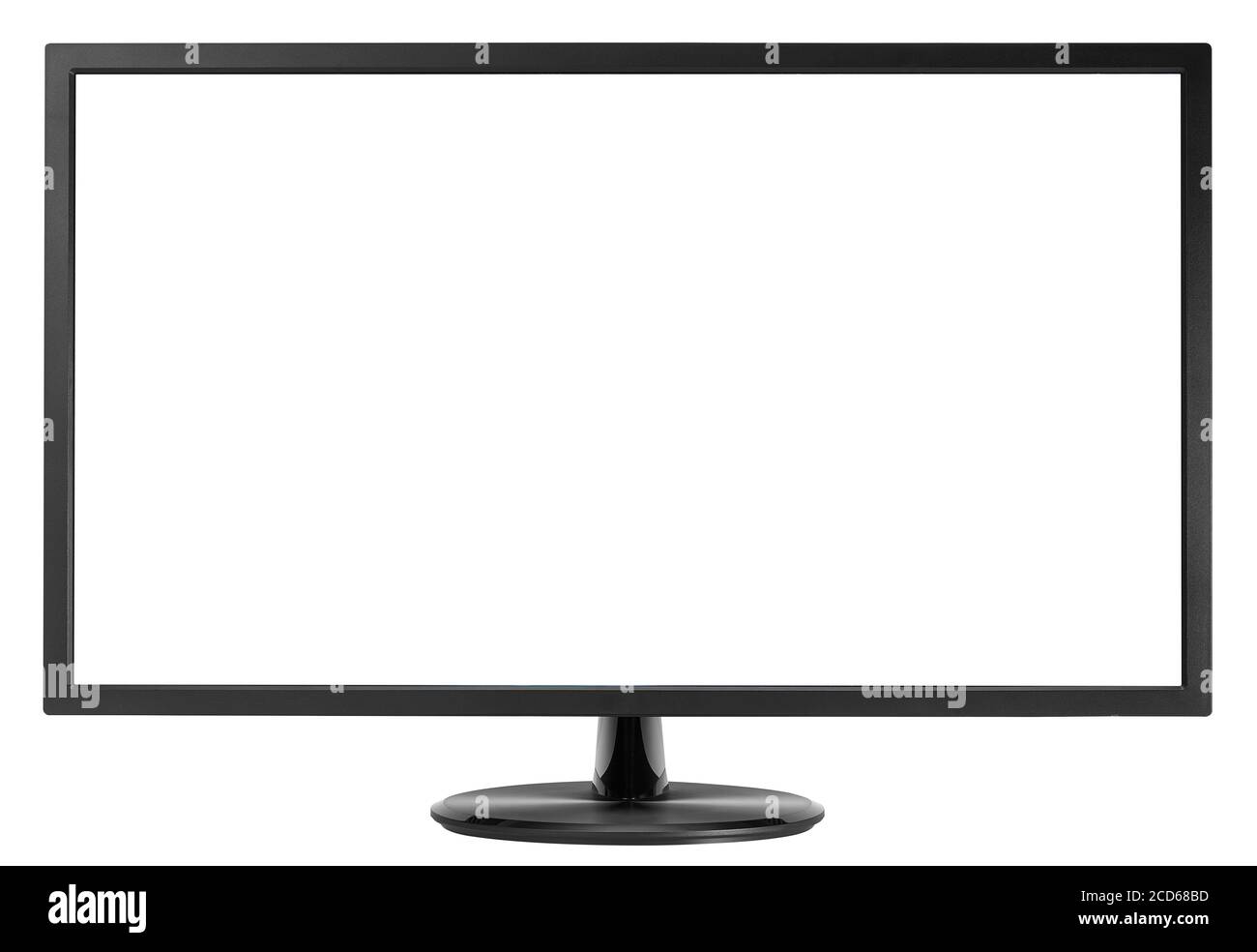 Moniteur d'ordinateur avec écran blanc isolé sur fond blanc 3D illustration Banque D'Images