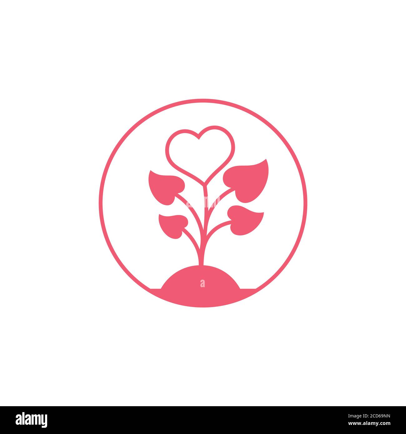 amour arbre plante cercle décoration logo vecteur Illustration de Vecteur