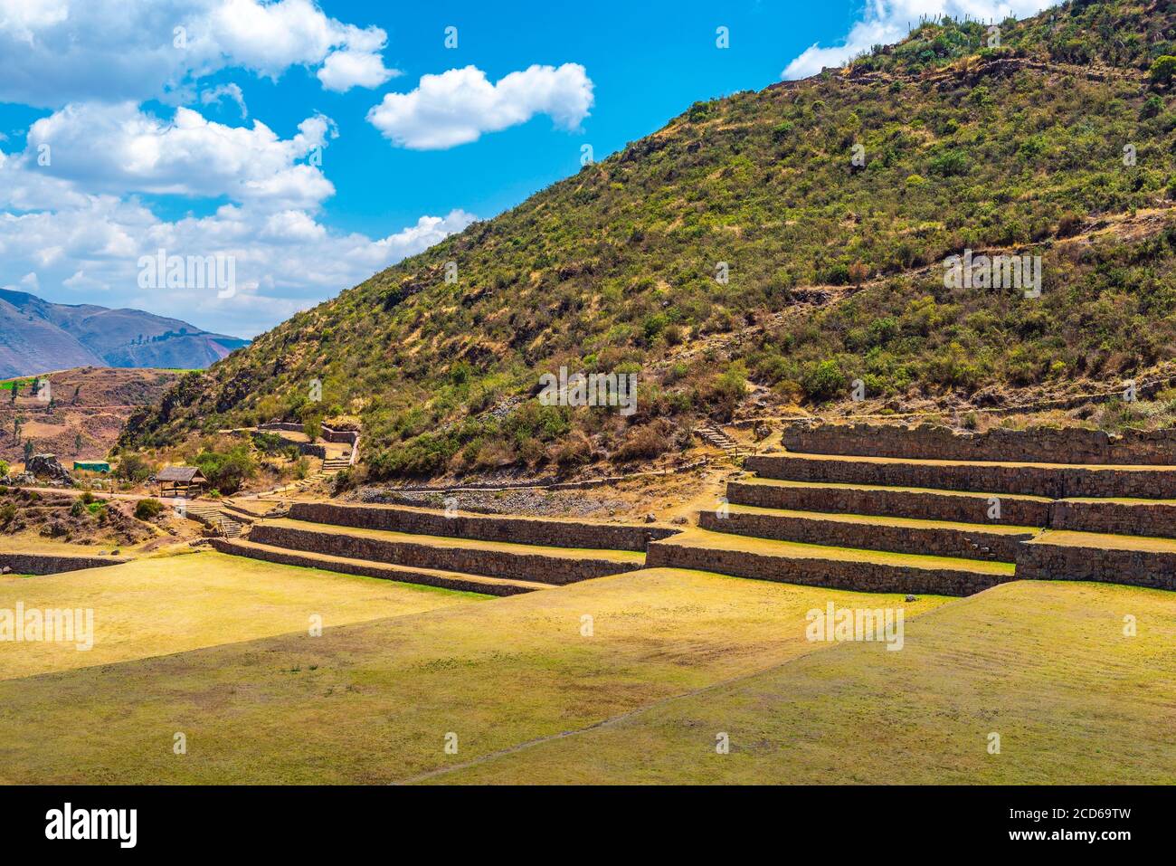 Terrasses agricoles Inca à Tipo, Vallée Sacrée, province de Cusco, Pérou. Banque D'Images