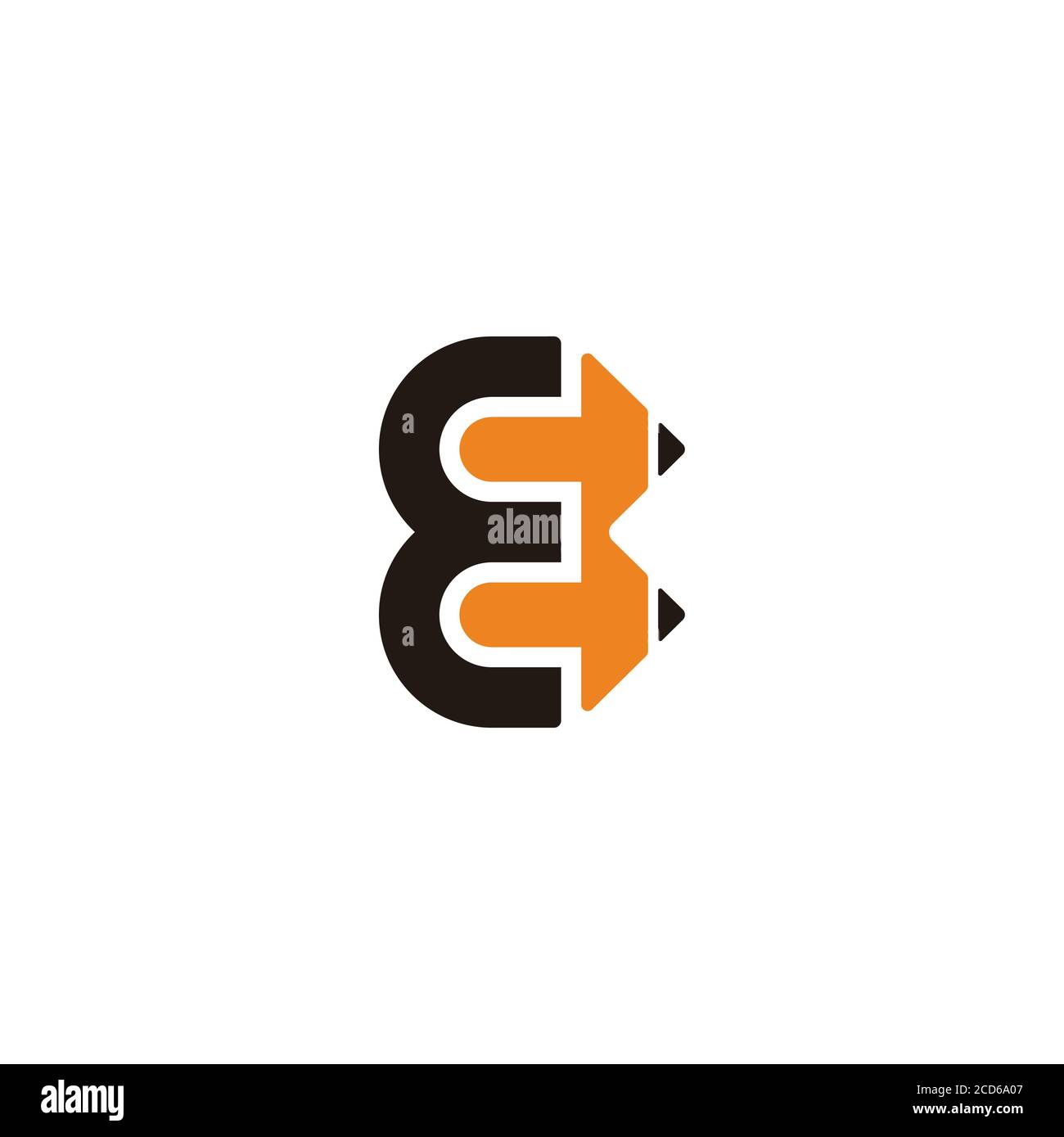 Lettre E Education forme crayon géométrique design logo vecteur Illustration de Vecteur