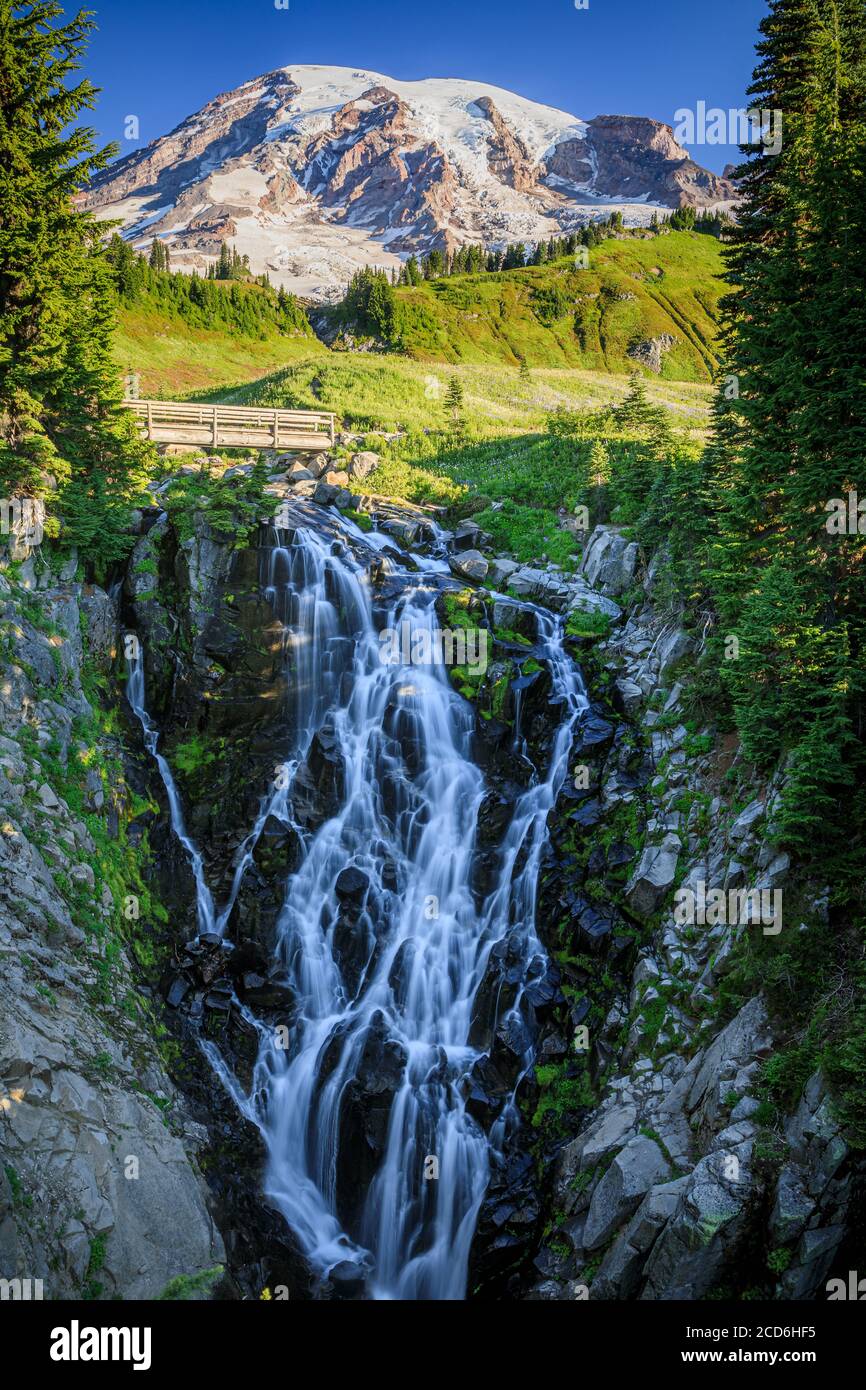 Myrtle Falls at Paradise, Mount Rainier, Washington, États-Unis Banque D'Images
