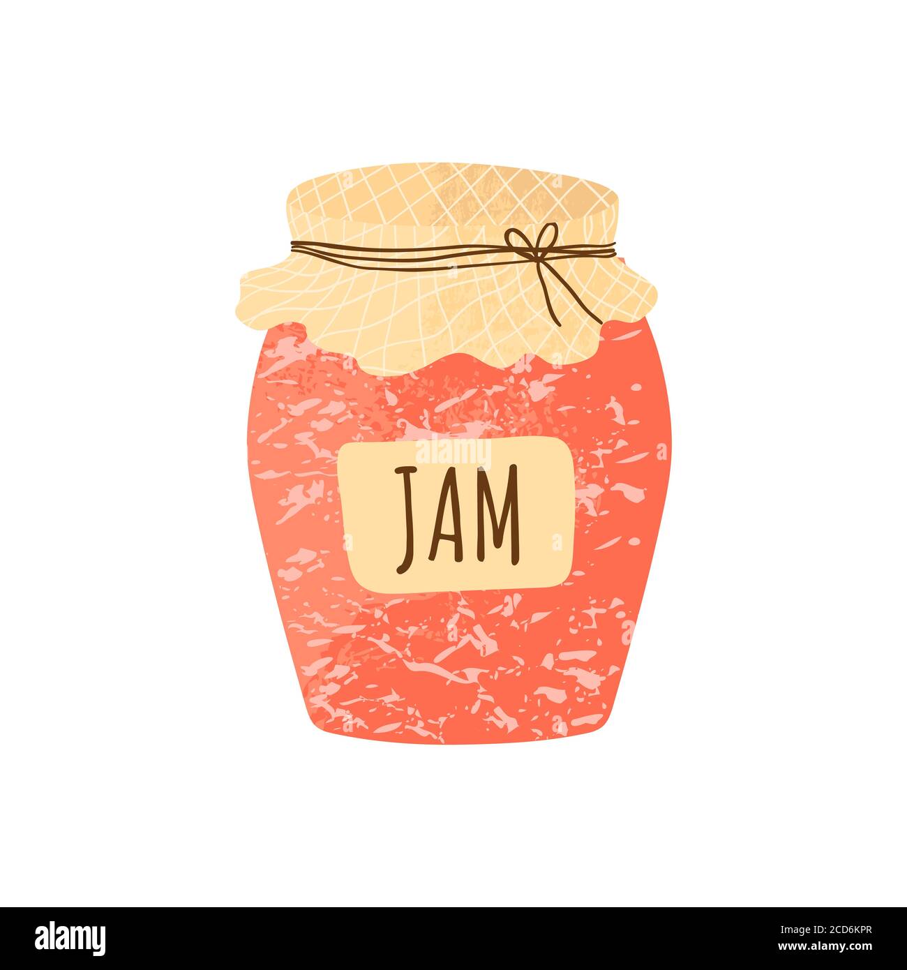 Icône de confiture plate en dessins animés de style plat avec texture isolée sur fond blanc. Illustration vectorielle. Idéal pour les autocollants, les icônes, les surligns ou les étiquettes. Illustration de Vecteur