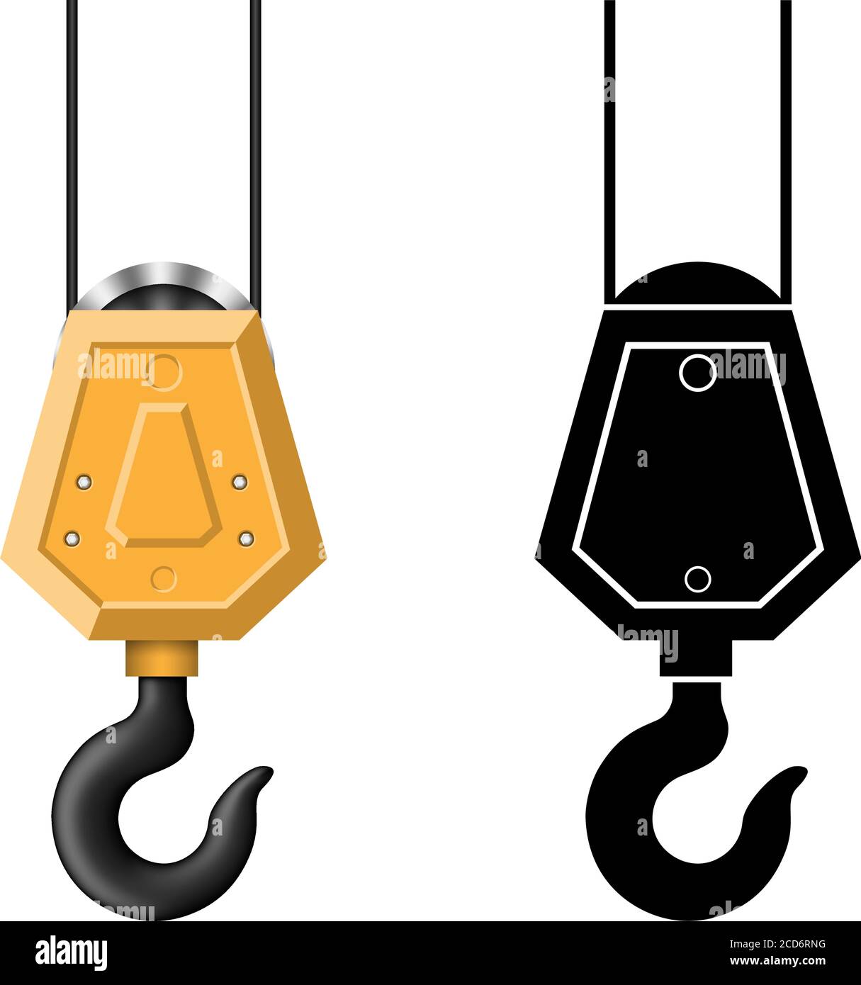 Crochet de grue jaune isolé sur l'illustration vectorielle de fond blanc. Illustration de Vecteur