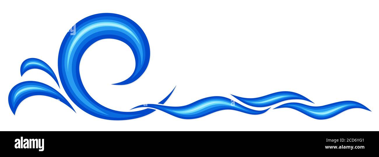La mer bleue avec un symbole de grande vague. Illustration de Vecteur