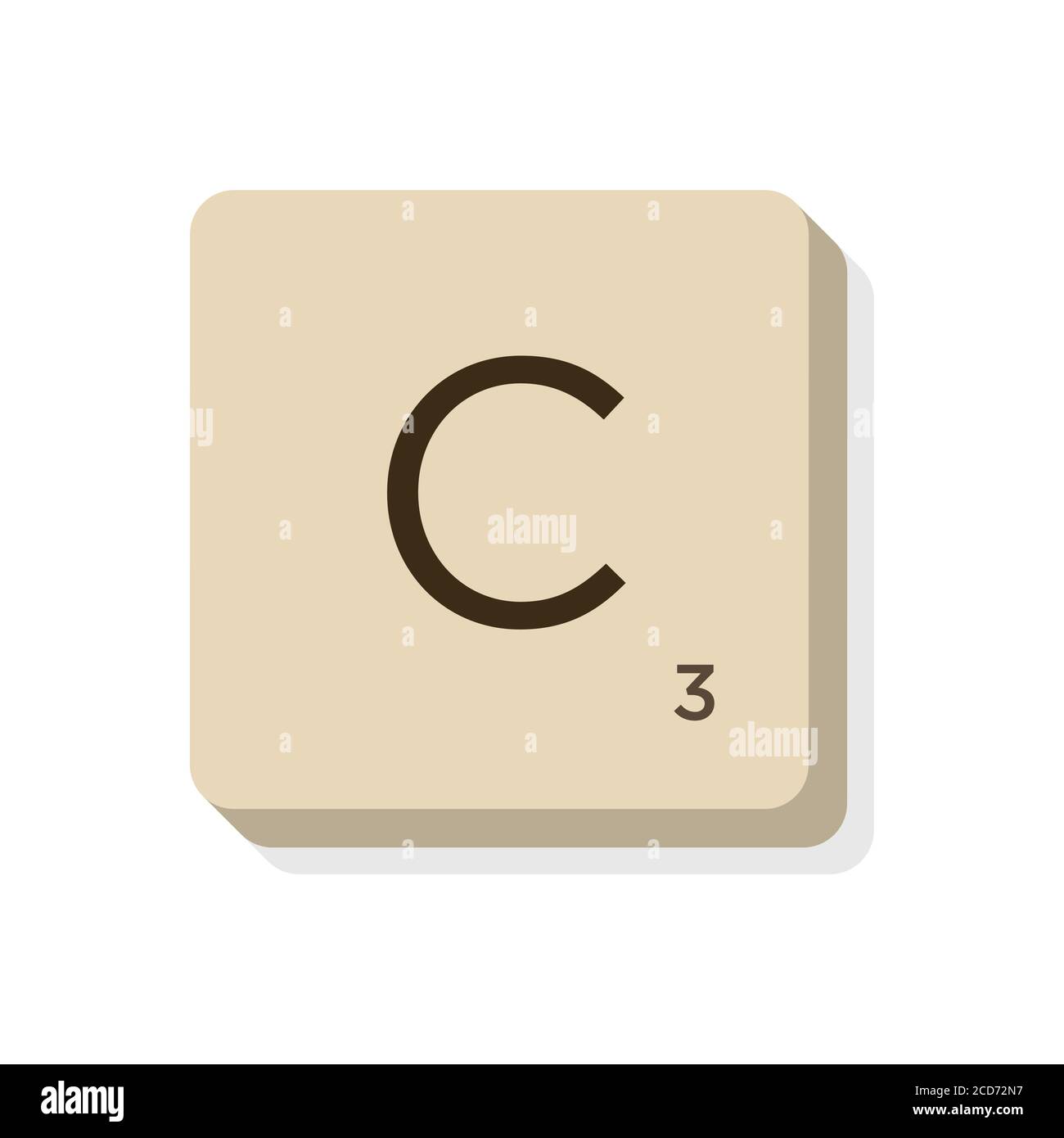 Lettre C en alphabet scrabble. Isolez l'illustration vectorielle pour composer vos propres mots et expressions. Illustration de Vecteur