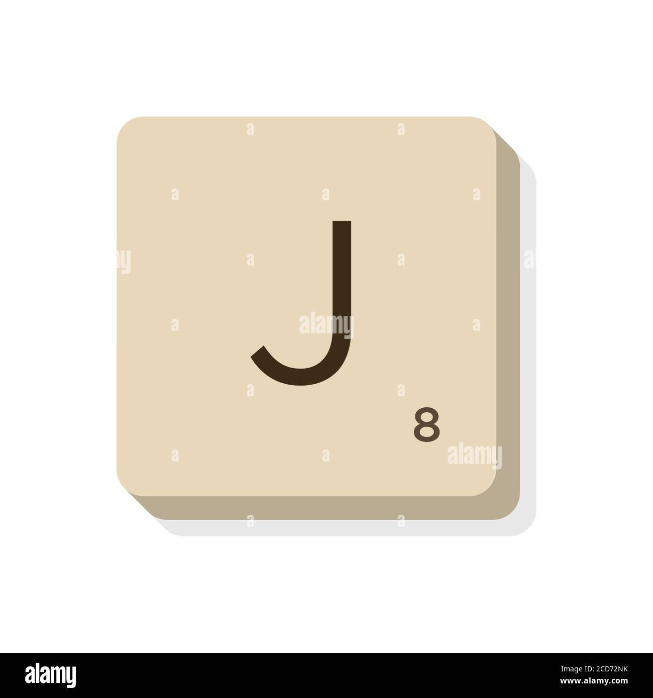 Lettre J en alphabet scrabble. Isolez l'illustration vectorielle pour composer vos propres mots et expressions. Illustration de Vecteur
