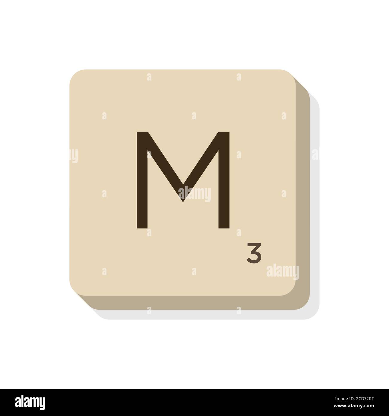 Lettre M en alphabet scrabble. Isolez l'illustration vectorielle pour composer vos propres mots et expressions. Illustration de Vecteur