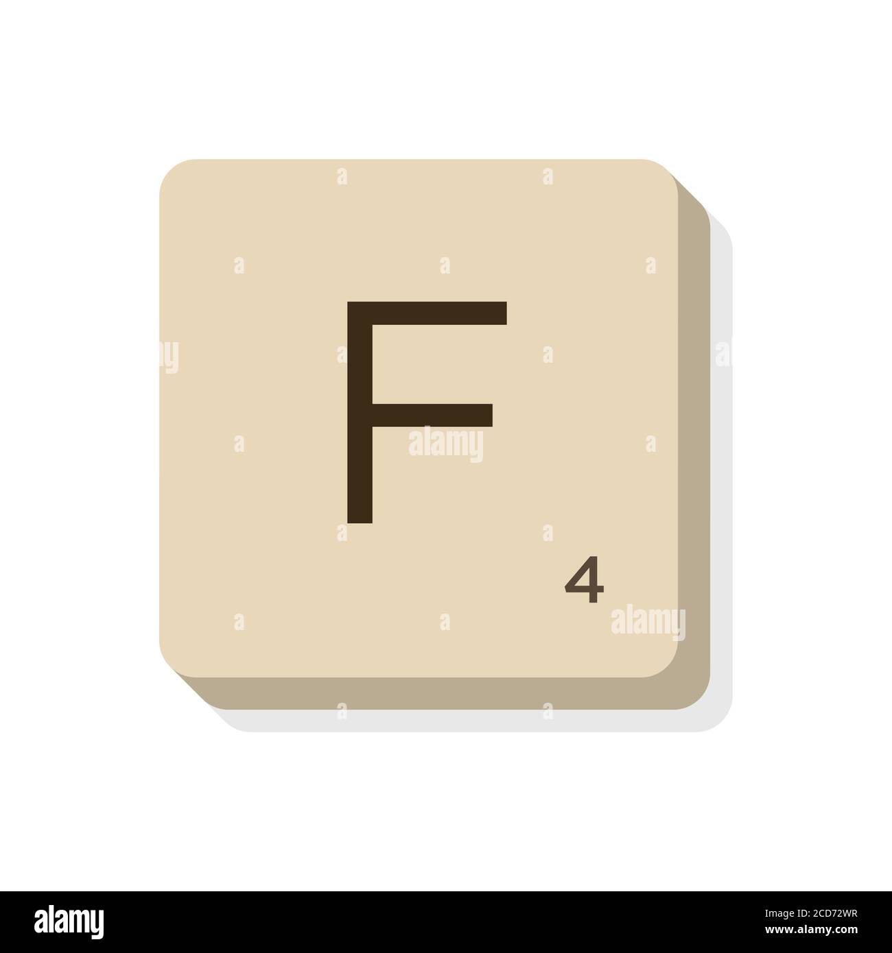 Lettre F en alphabet scrabble. Isolez l'illustration vectorielle pour composer vos propres mots et expressions. Illustration de Vecteur
