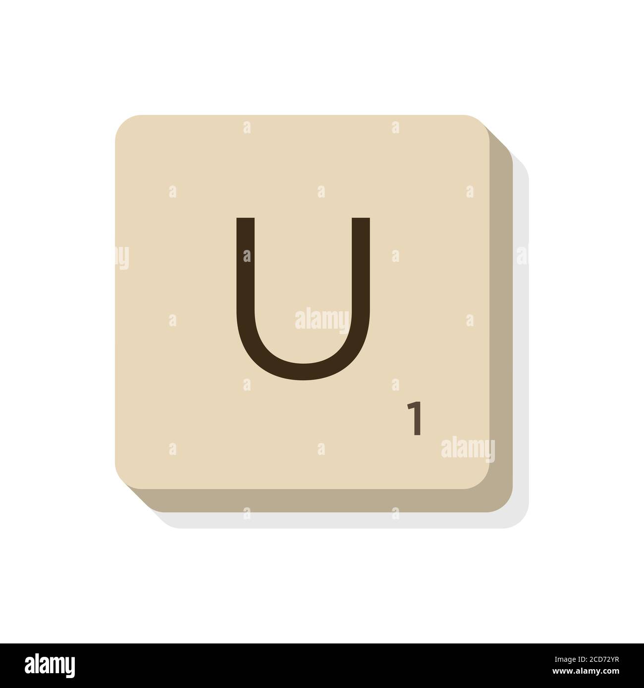 Lettre U en alphabet scrabble. Isolez l'illustration vectorielle pour composer vos propres mots et expressions. Illustration de Vecteur