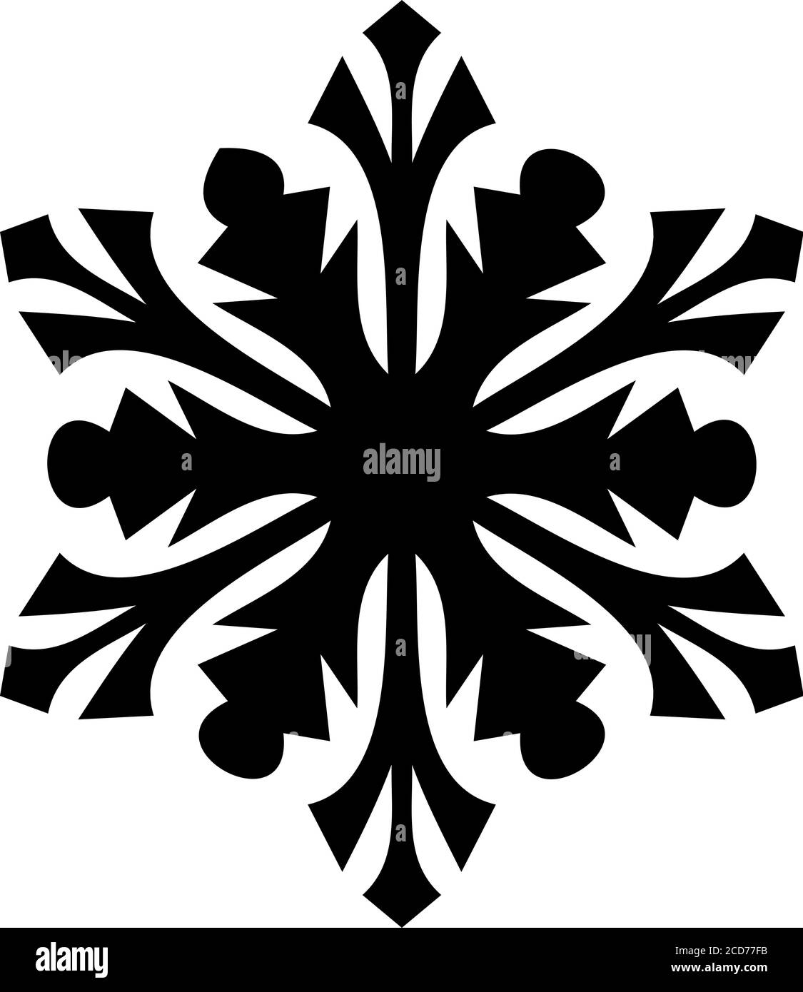 Icône flocon. Thème de Noël et d'hiver. Télévision simple illustration noir sur fond blanc. Illustration de Vecteur