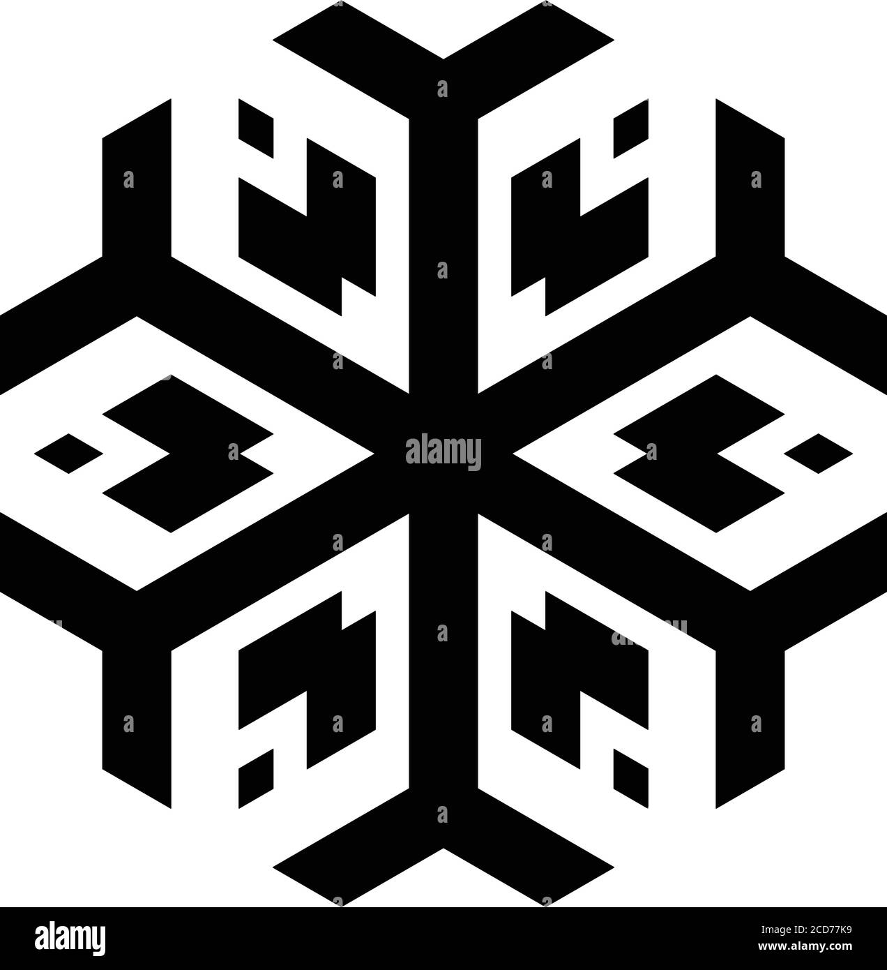 Icône flocon. Thème de Noël et d'hiver. Télévision simple illustration noir sur fond blanc. Illustration de Vecteur