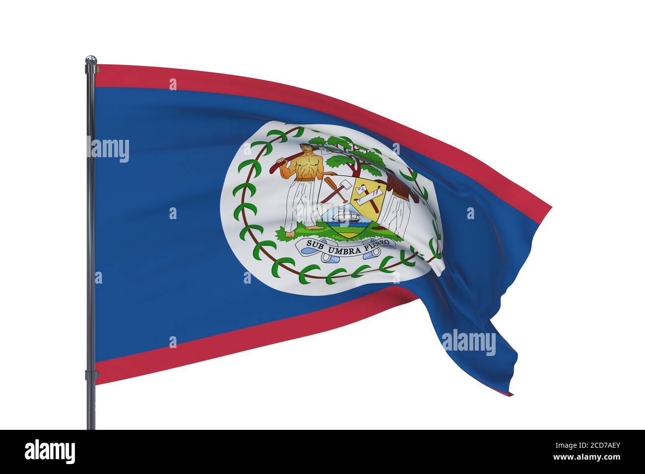 Illustration 3D. Drapeaux du monde - drapeau du Belize. Isolé sur fond blanc. Banque D'Images