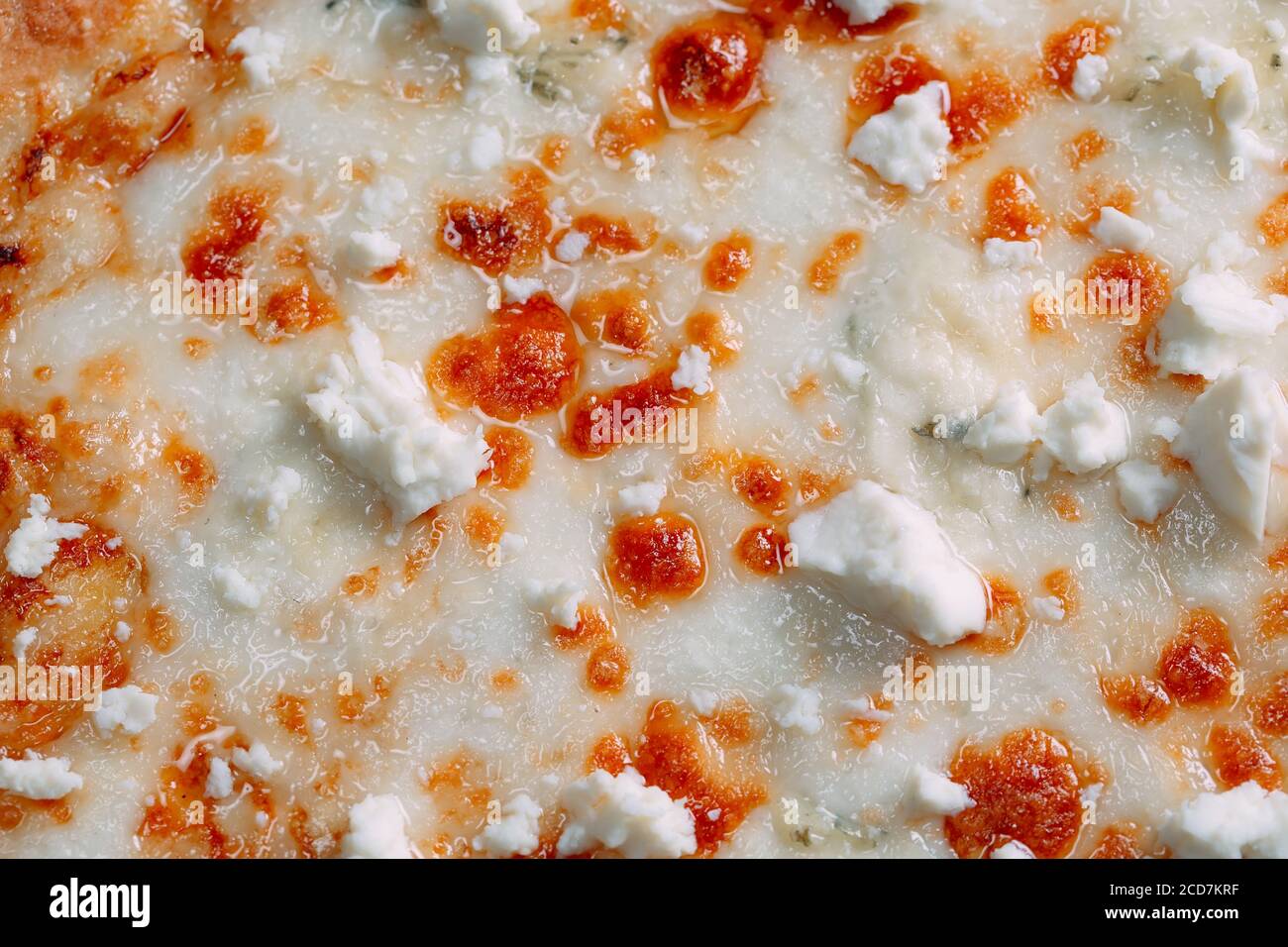 Italian Pizza four fromages gros plan. Banque D'Images