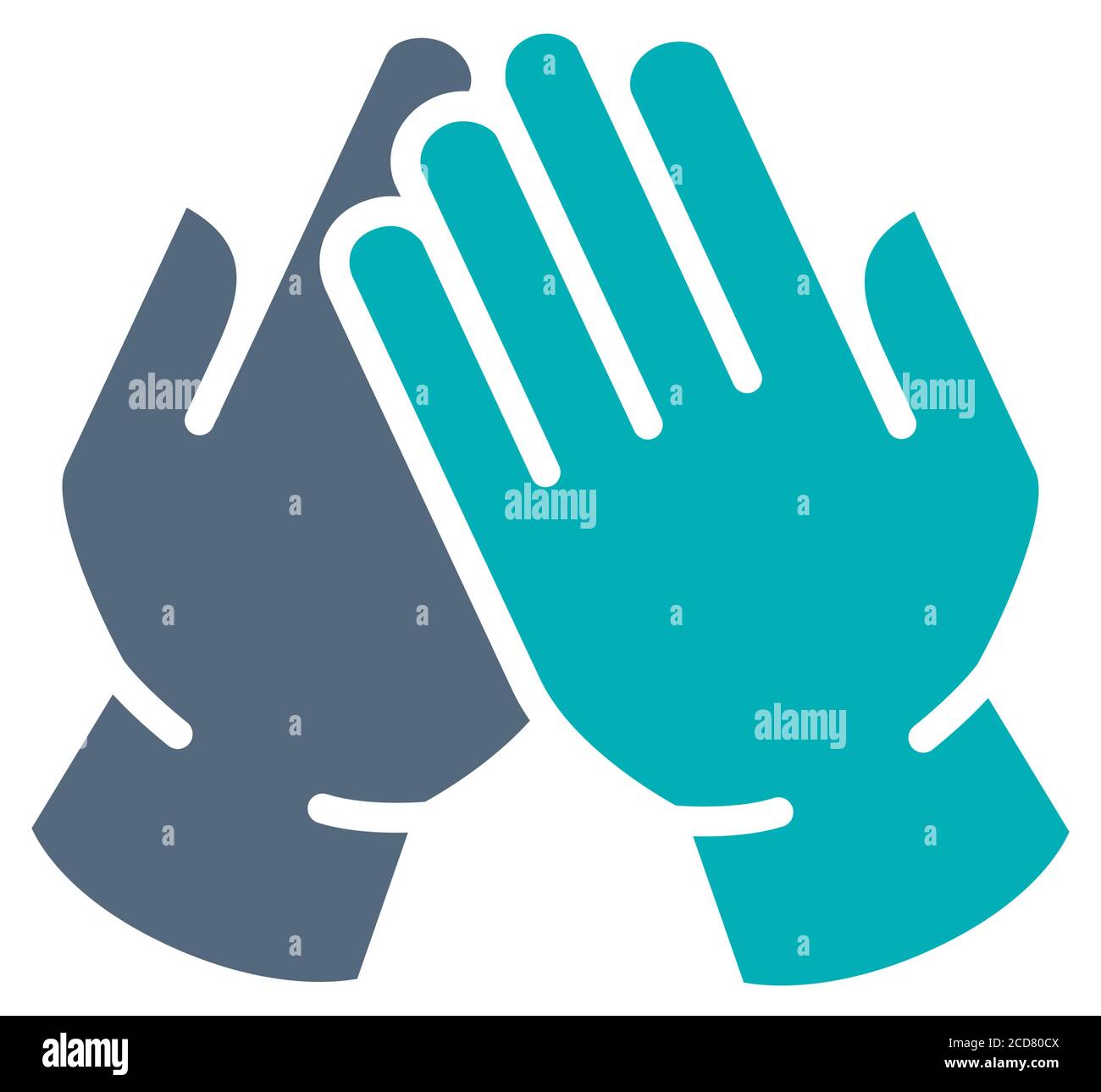 Gants médicaux en latex de couleur icône. Désinfection des mains, symbole de prévention des infections Illustration de Vecteur