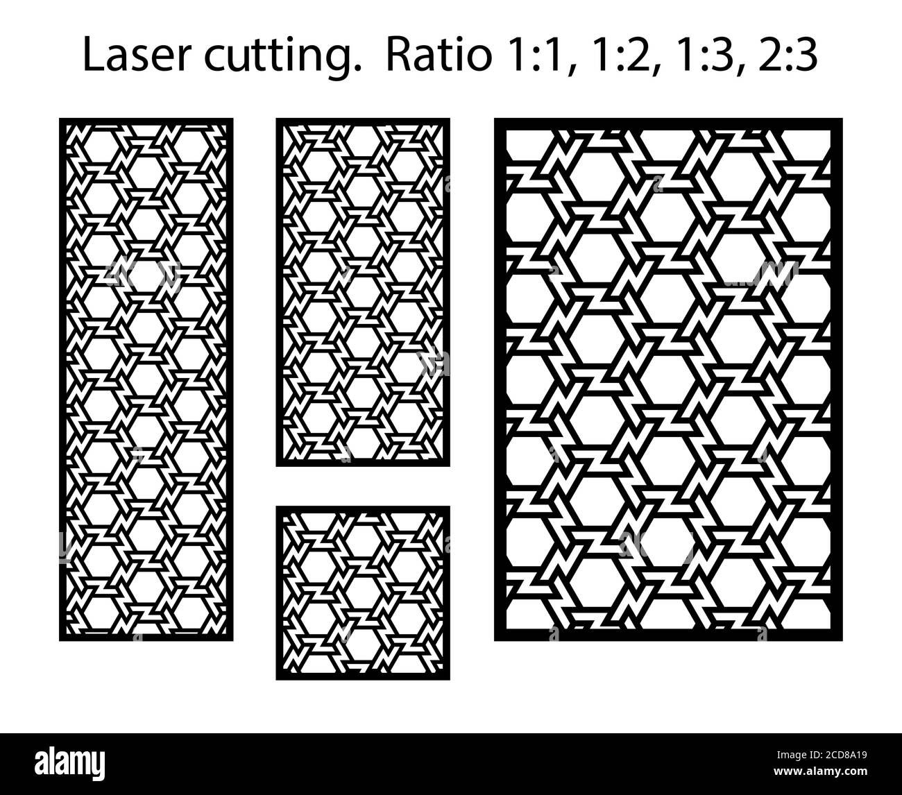 Jeu de panneaux vectoriels décoratifs découpés au laser. Décoration Jali, décor cnc, design intérieur. Découpe laser islamique, arabe. Illustration de Vecteur