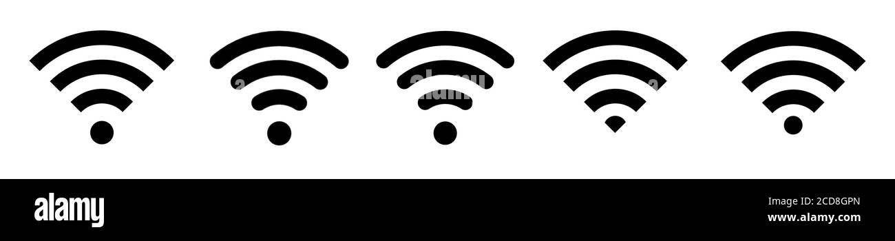 Icône sans fil et wi-fi. Symbole du signal Wi-fi. Connexion Internet. Collecte d'accès Internet à distance - vecteur de stock. Illustration de Vecteur