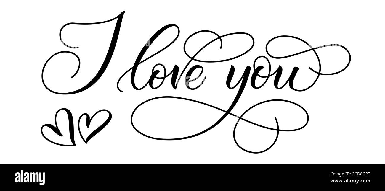 Pinceau de calligraphie Je vous aime Illustration de Vecteur