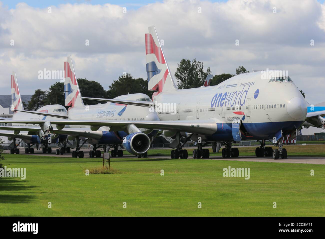 Trois Boeing 747-436 de British Airways sont assis à l'aéroport de Cotswold en attente mise au rebut après leur retrait de l'utilisation Banque D'Images