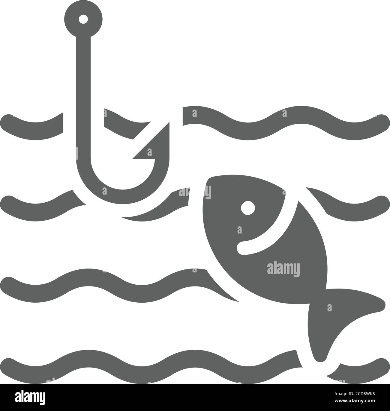 Poisson, icône de pêche est isolé sur fond blanc. Illustration vectorielle simple pour la conception graphique et Web ou à des fins commerciales. Illustration de Vecteur