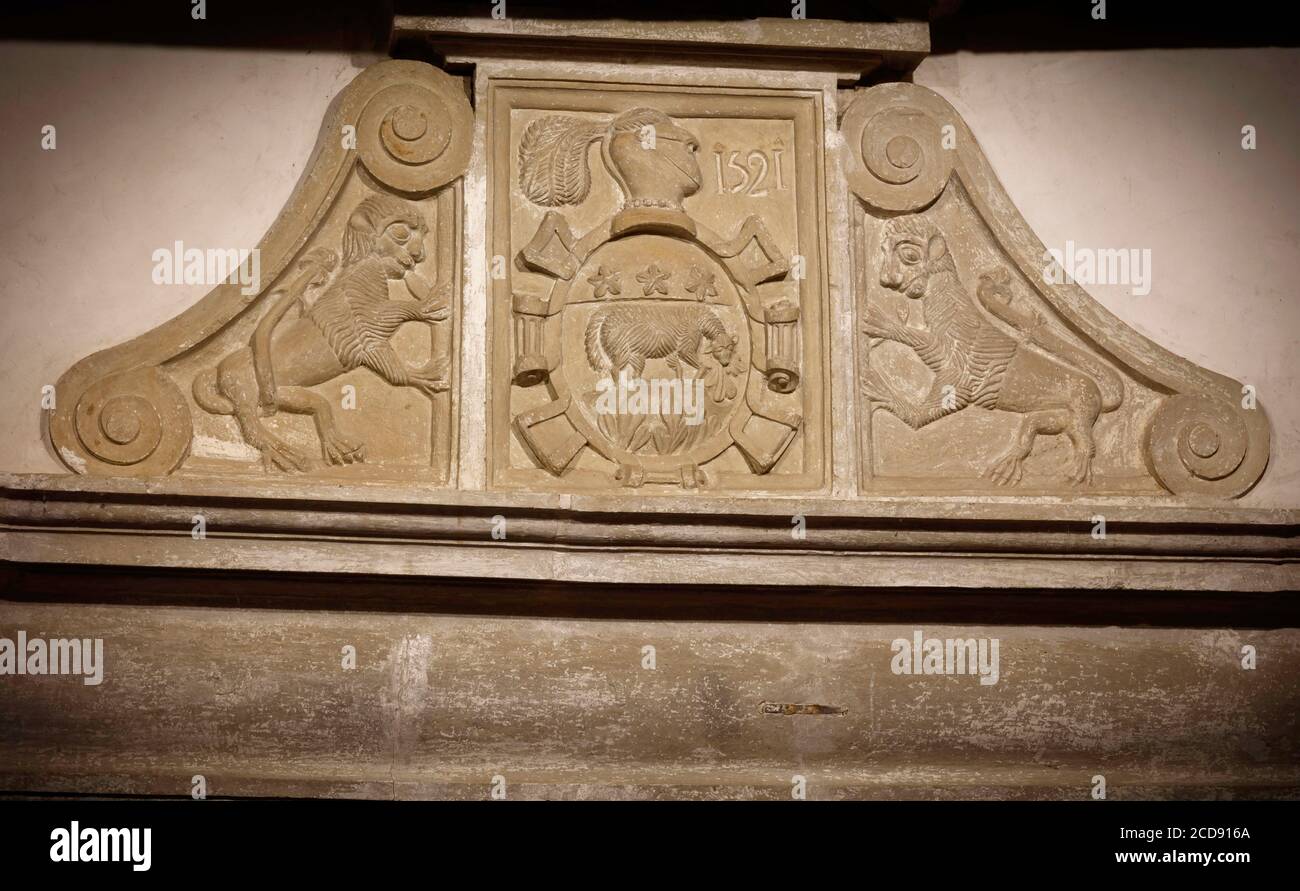 France, Aveyron, Camjac, Château de Bosc, vue intérieure du château Banque D'Images