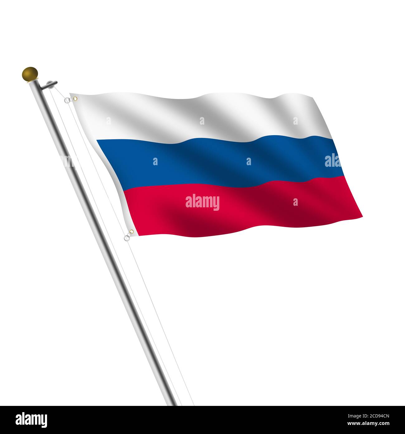 Russie Flagpole 3d illustration sur blanc avec masque Banque D'Images