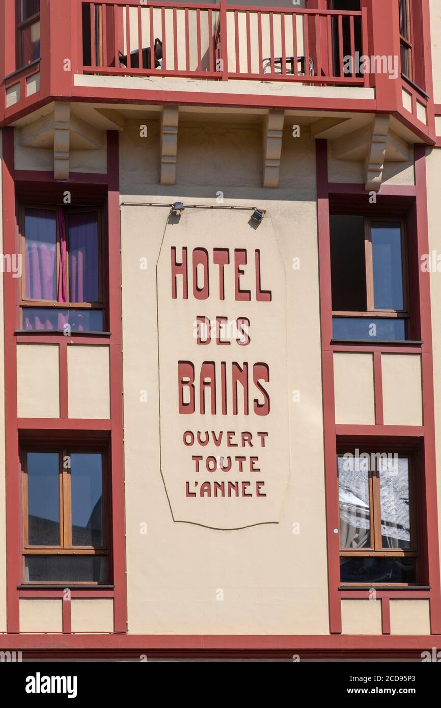 France, Manche, Cotentin, Granville, façade de l'Hôtel des bains Banque D'Images