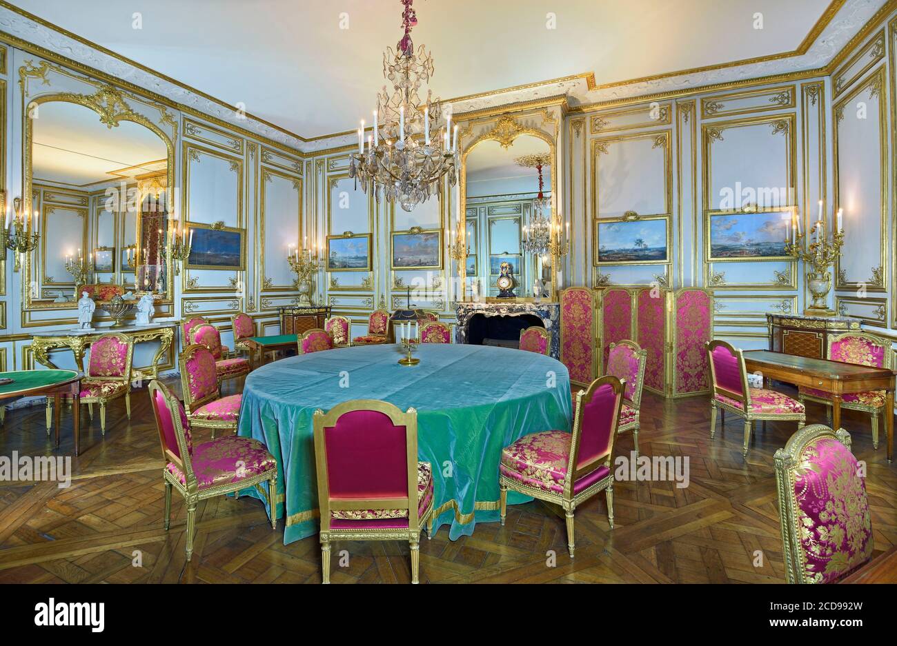France, Yvelines, Versailles, château de Versailles classé au patrimoine mondial de l'UNESCO, appartement privé du roi, salle de jeux Louis XVI Banque D'Images