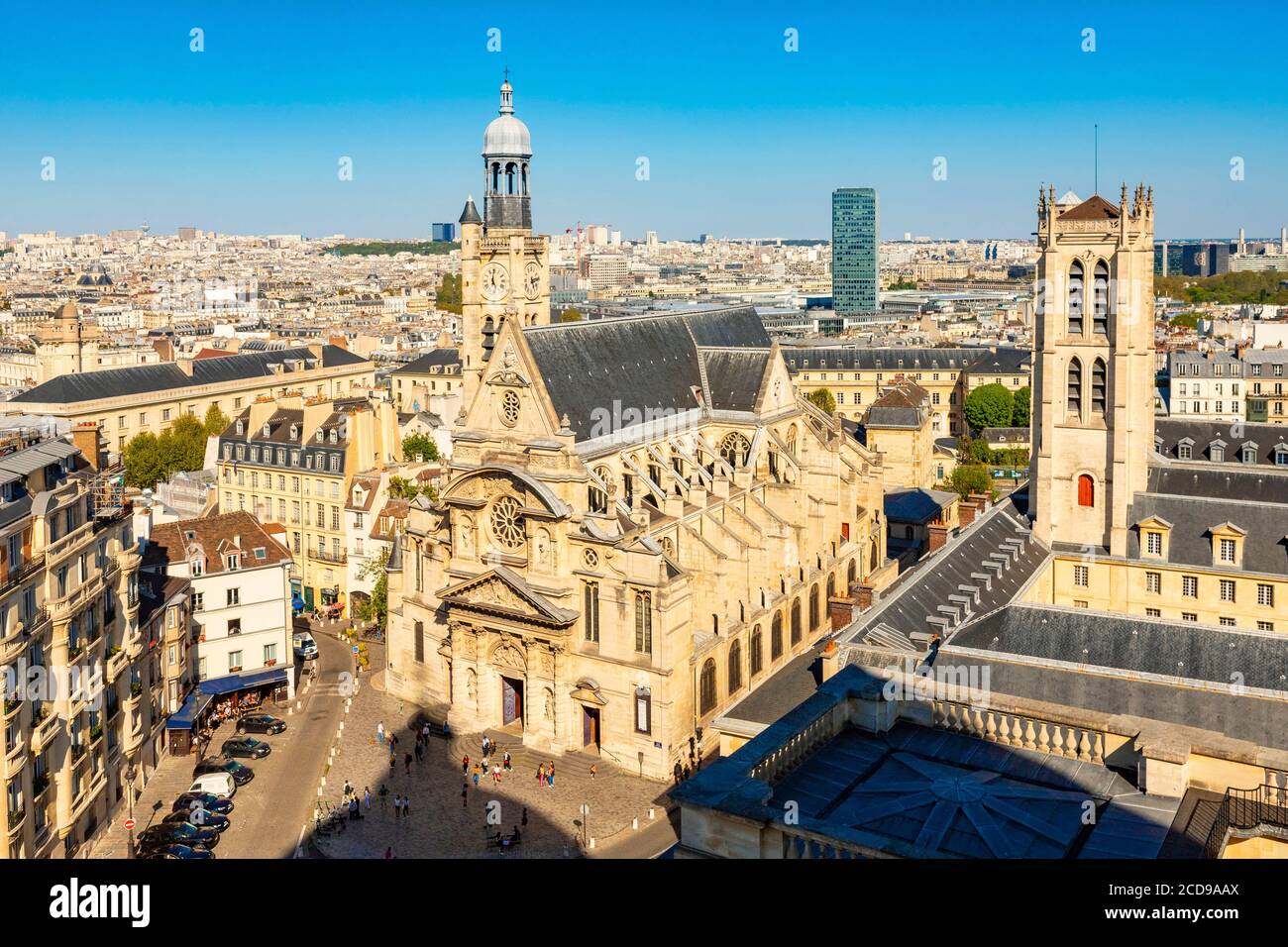 France, Paris, le quartier de la montagne Sainte Geneviève, l'église Saint Etienne du Mont et le lycée Henri IV Banque D'Images