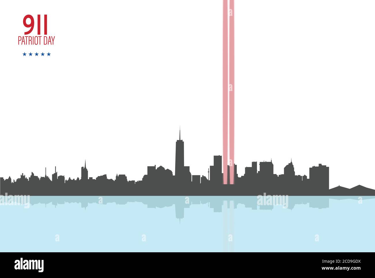 New York Skyline avec Twin Towers. Bannière anniversaire 09.11.2001 de la Journée du Patriot américain. Illustration vectorielle. Bannière USA Patriot Day. Commerce mondial Illustration de Vecteur