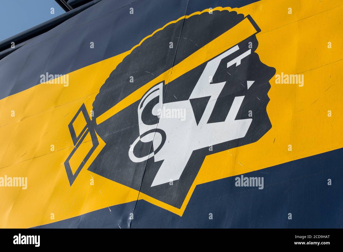 France, Corse du Sud, Ajaccio, emblème des ferries de Corse peint sur la coque Banque D'Images