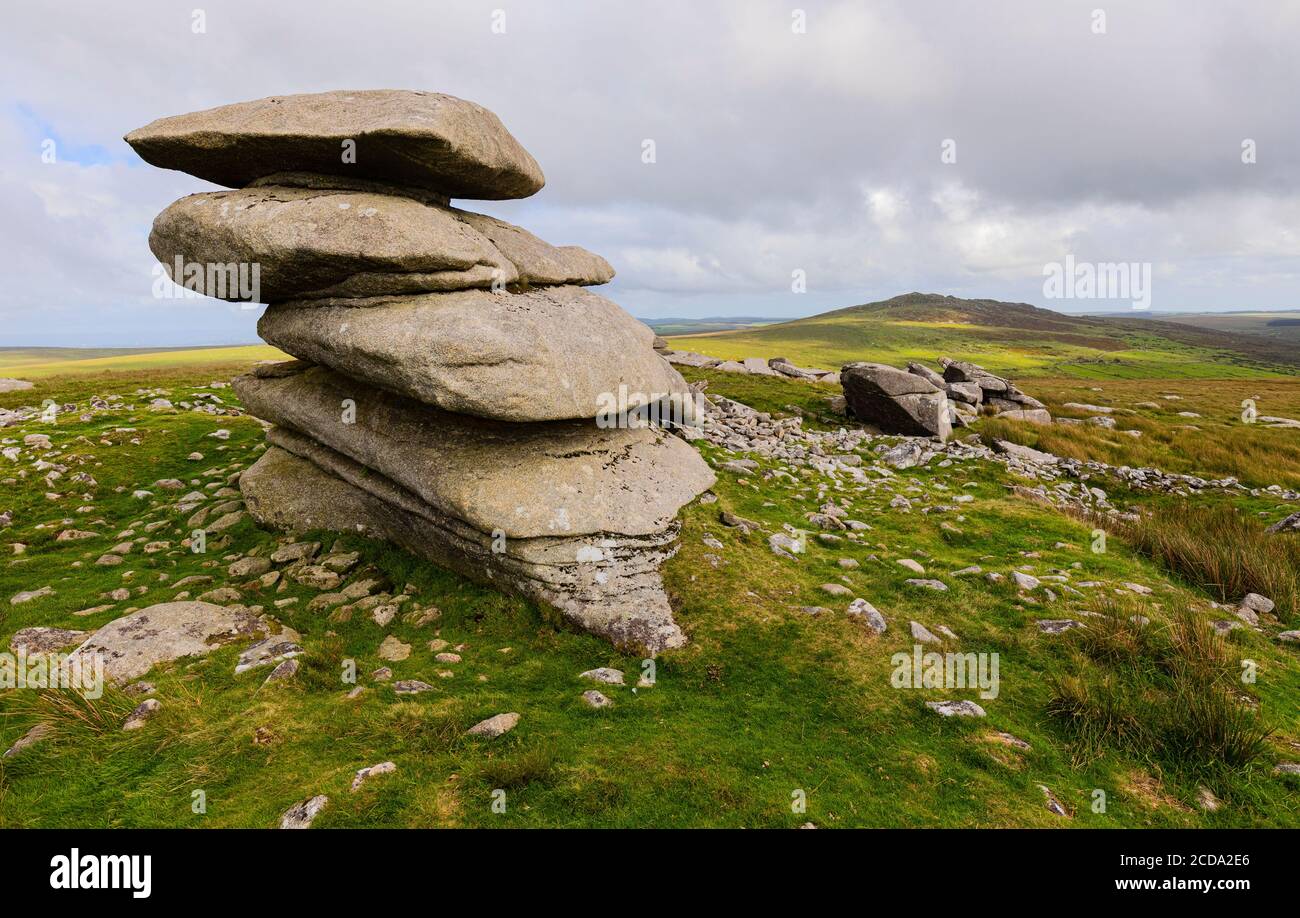 Pierres empilables, douche Tor Bodmin Moor Banque D'Images