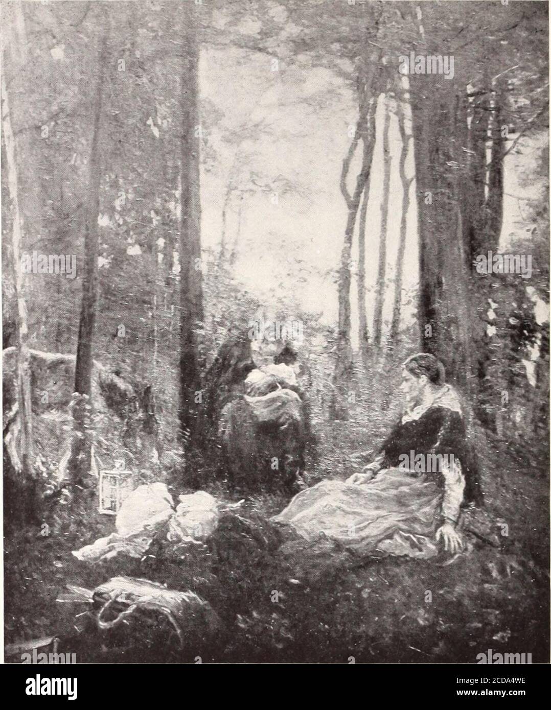 . Catalogue illustré des précieuses peintures et autres objets d'art récemment contenus dans les galeries d'art William Schaus, Fifth Avenue, New York . 214 WERNER SCHUCH ALLEMAND (1843- ) LA BATAILLE DE LEIPZIG hauteur, 34 pouces; longueur, 43y2 pouces l'image commémore la victoire des Prussiens et de leurs alliés russes, autrichiens et suédois sur Napoléon, du 16 au 19 octobre 1813. Le GeneralSchwarzenberg est présenté, entouré de son personnel. Le groupe occupe un somm-mit à droite, surplombant la bataille qui se poursuit en bas à la distance à gauche. Un aide-de-camp, vêtu d'un Banque D'Images