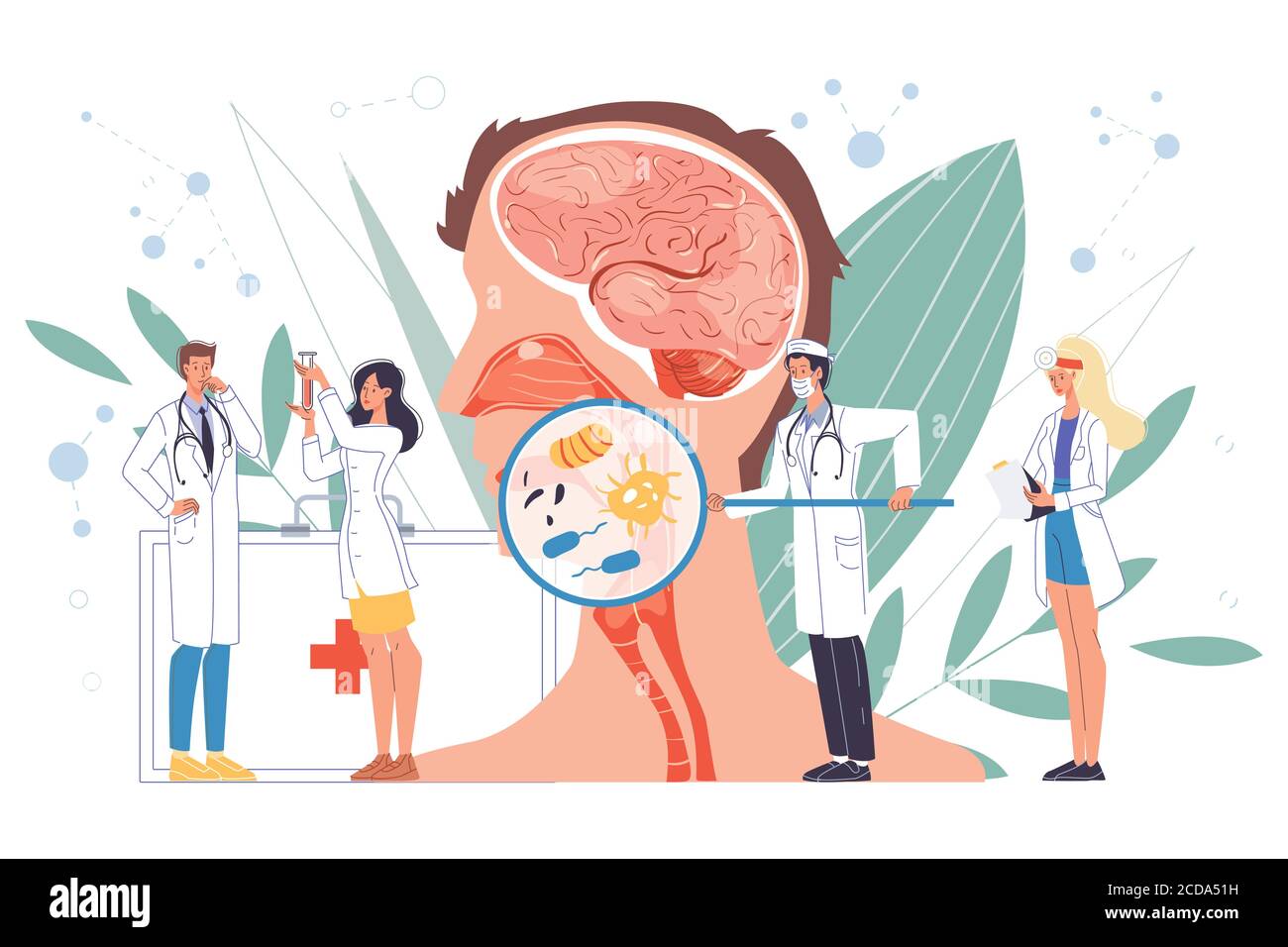 ORL médecin équipe scientifique examiner la gorge infectée Illustration de Vecteur