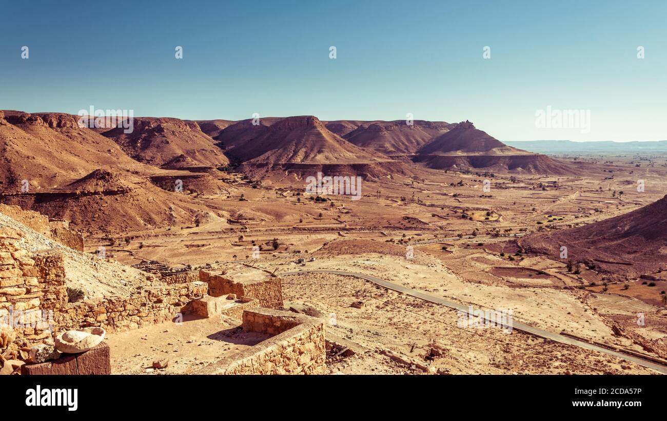 Mont Dahar dans le sud de la Tunisie Banque D'Images