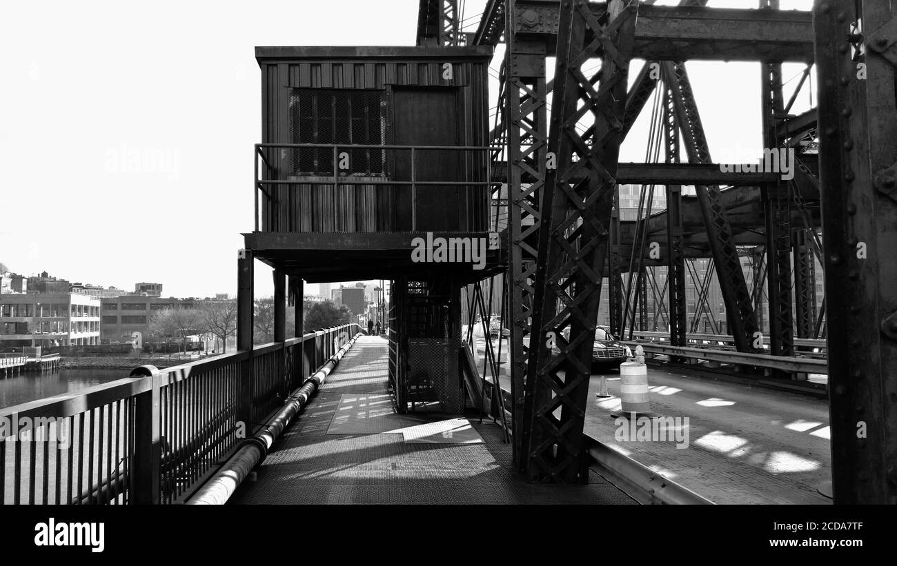 Vieux et rouillé Charlestown Bridge - Boston Banque D'Images