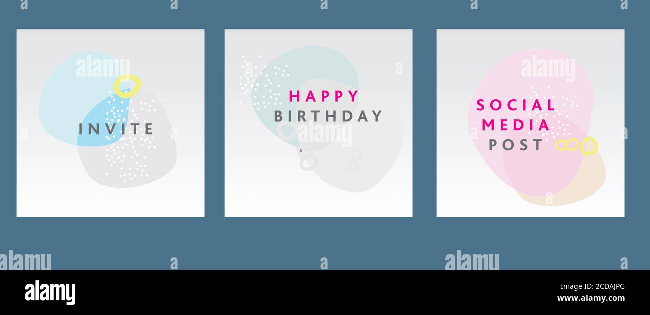 Collection moderne d'art abstrait scandinave à base d'éléments abstraits dans un style rétro vintage qui rappelle les années 1970. Banque D'Images