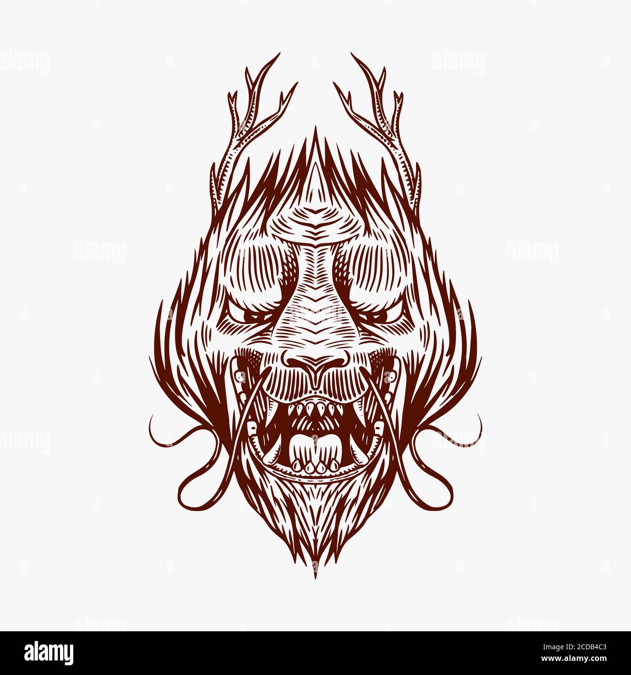 Dragon chinois. Animal mythologique ou reptile traditionnel asiatique. Symbole pour tatouage ou étiquette. Dessin au trait gravé à la main Art ancien monochrome Illustration de Vecteur