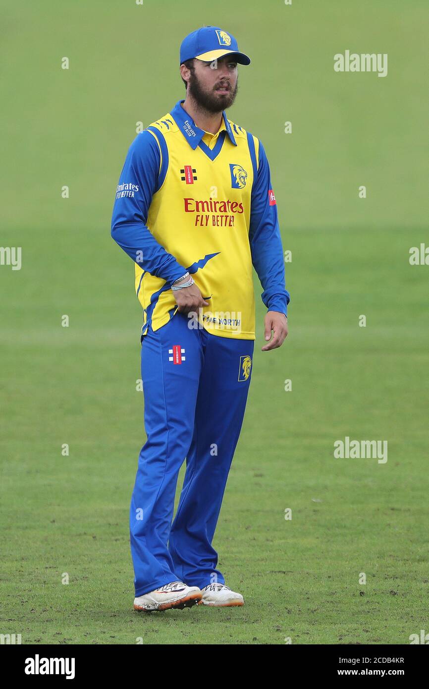 CHESTER LE STREET, ANGLETERRE. 27 AOÛT 2020 Scott Steel de Durham pendant le match de Blast T20 de Vitality entre le Durham County Cricket Club et Lancashire à Emirates Riverside, Chester le Street. (Credit: Mark Fletcher | MI News) Credit: MI News & Sport /Alay Live News Banque D'Images