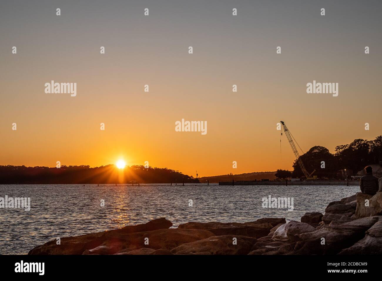 lever du soleil sur le port Banque D'Images