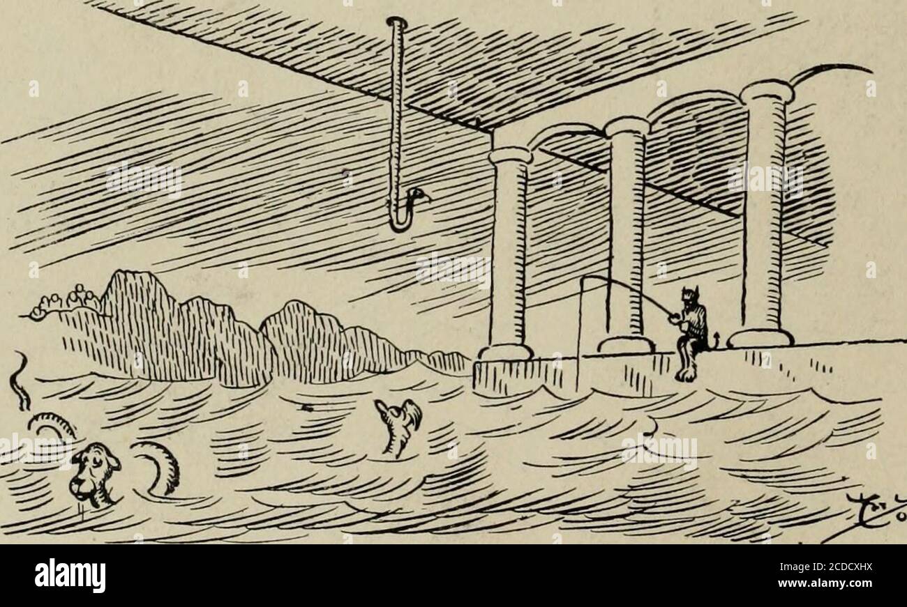 . Par l'enfer avec Hiprah Hunt; une série de photos et de notes de voyage illustrant les aventures d'un Dante moderne dans les régions infernales; aussi d'autres photos du même monde souterrain . merry-Go-RoundCl OOM -RACE DANS Q CARTE D'UN DISTRICT D'ENFER.(d'un dessin de M. Hunt.) Saloon —Keepers Pit CANTO XL M. Hunt refuse courageusement l'aide des guides dont les services sont offerts par Satan préférant, comme il l'explique, aller sans surveillance, et fait son chemin à ce qui est connu comme le premier district de l'Enfer. Ici, il voit l'ancien Charon pilote, qui a commencé sa carrière comme le ferryman de Styx avec un bateau dur Banque D'Images