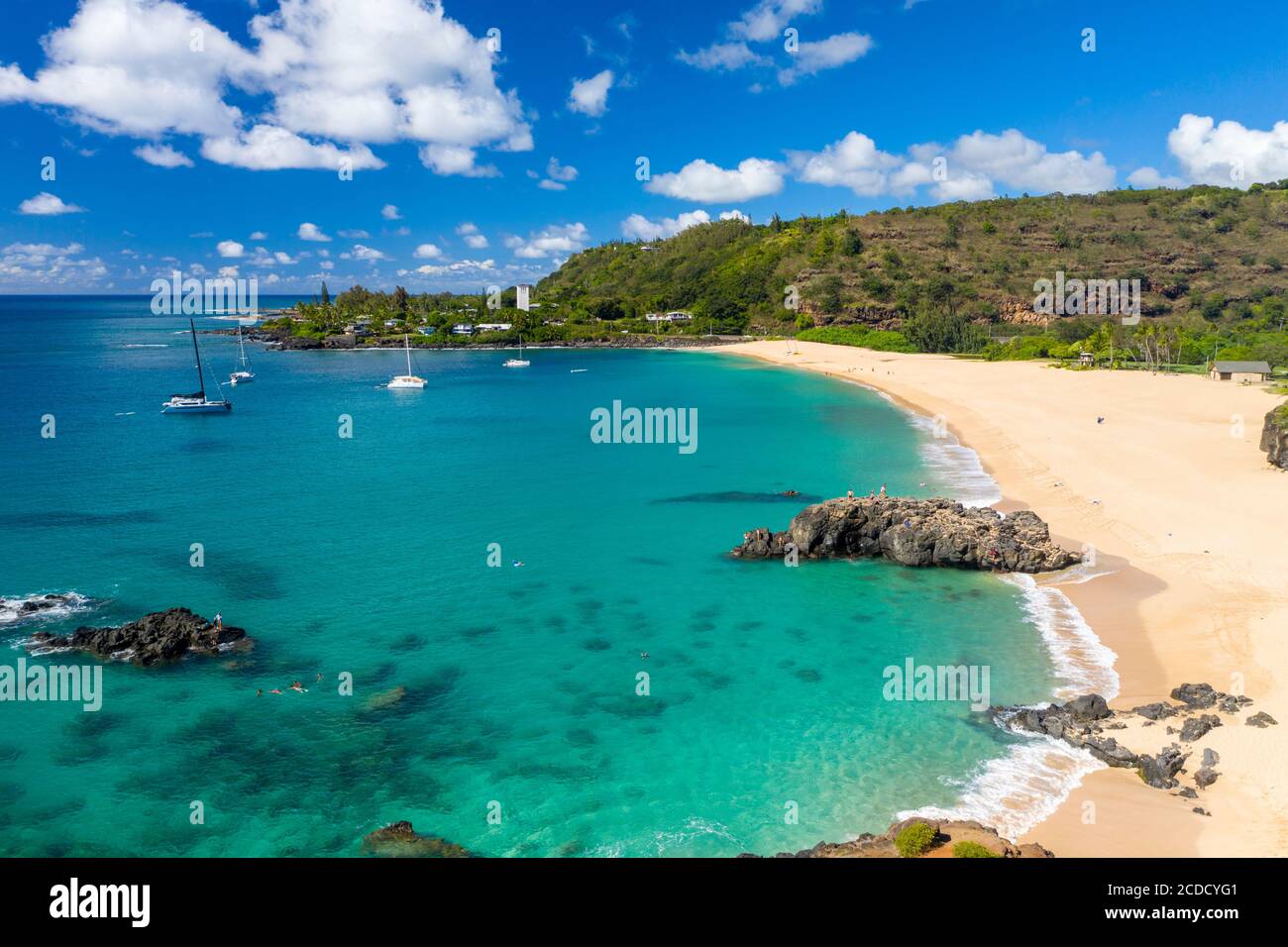 Waimea Bay, North Shore, Oahu, Hawaii, plage, déserte, covid Banque D'Images