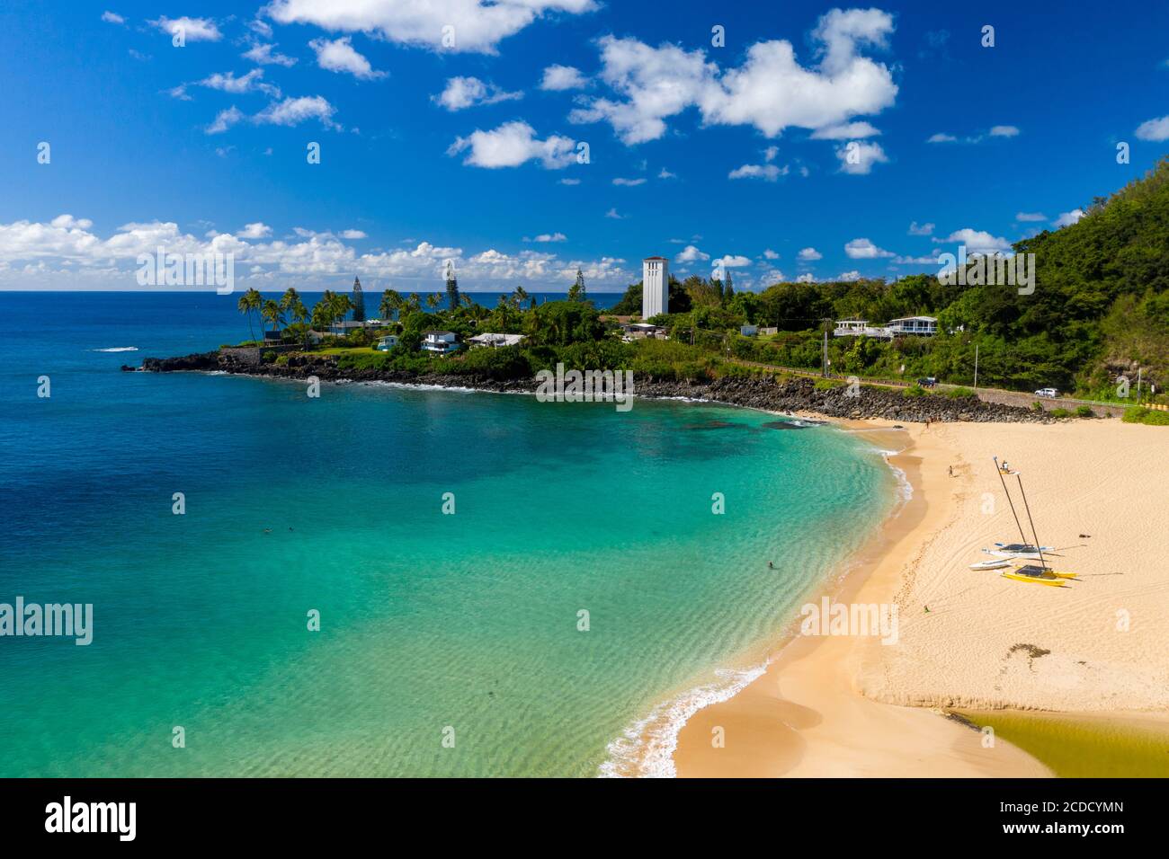 Waimea Bay, North Shore, Oahu, Hawaii, plage, déserte, covid Banque D'Images