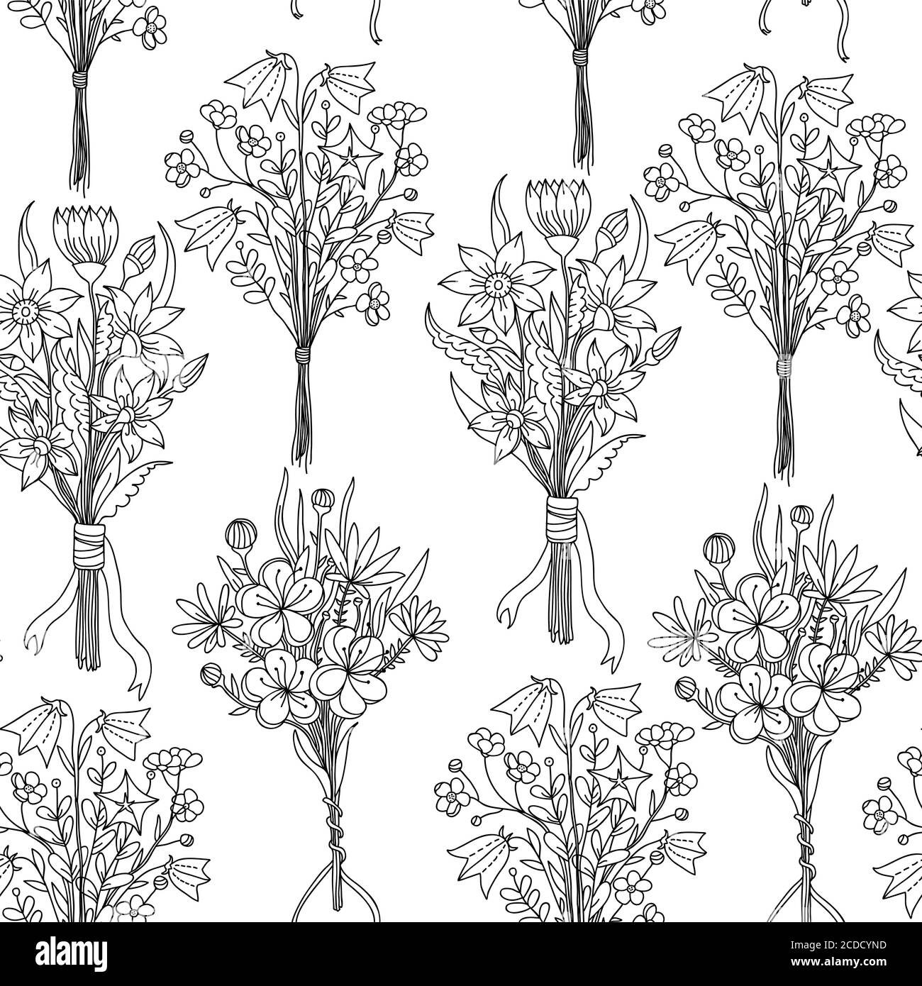 Motif sans couture avec dessin animé à la main, bouquets fleuris minimalistes Illustration de Vecteur Motif sans couture avec dessin animé à la main, bouquets fleuris minimalistes Illustration de Vecteur